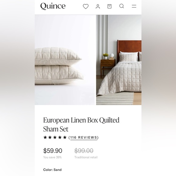 Quince European Quilted Sham Set *brand new* - Picture 1 of 5